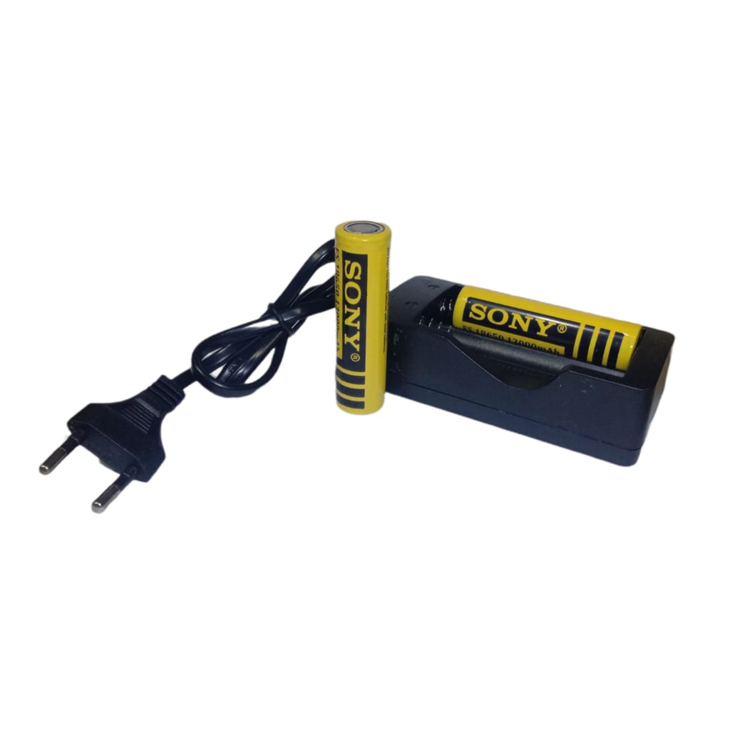 Paket Casan 2 Slot + 2 PCS Baterai Li-ion FS 18650 13000mAh 4.2V Warna Kuning