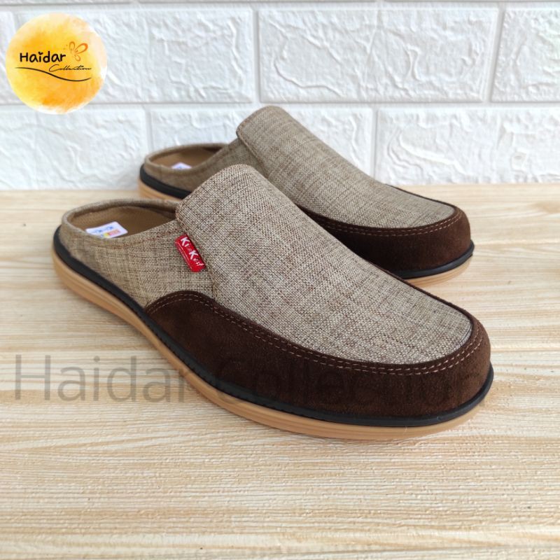 Selop Bustong Pria Slip On  Cowok Kasual Santai Karet Lentur Kulit Suede