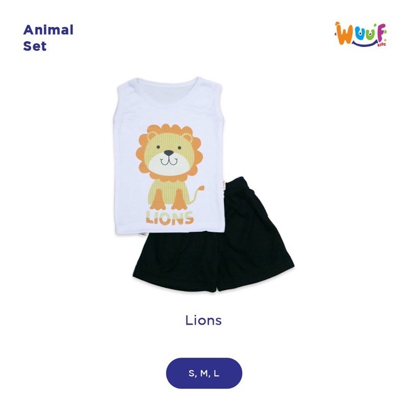 Setelan Kutung/Setelan Singlet Bayi/Anak Motif Animal (WUUF KIDS)