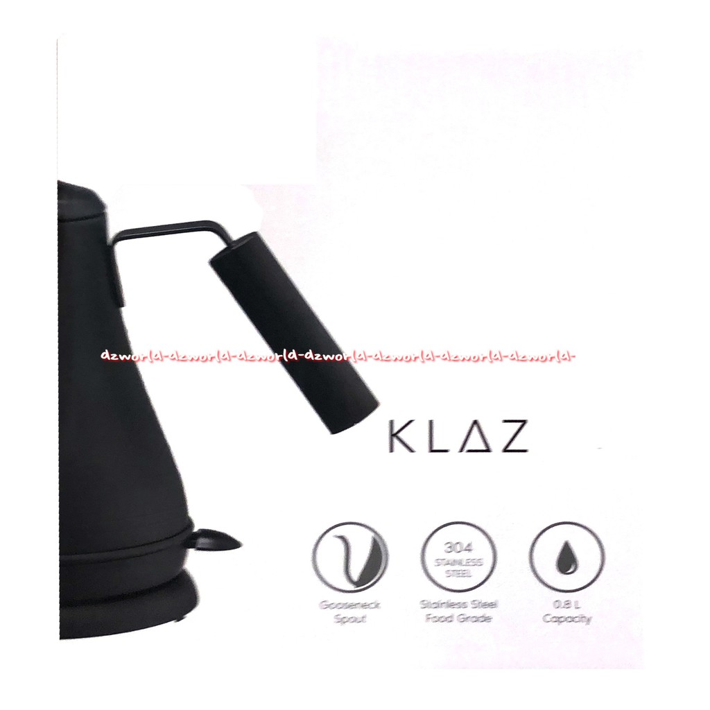 Klaz Electric Gooseneck 800ml Kettle Teko Cerek Listrik Hitam Ujung Lancip Panjang Goo Sneck Klas Black Ketel Menyeduh Kopi Teh