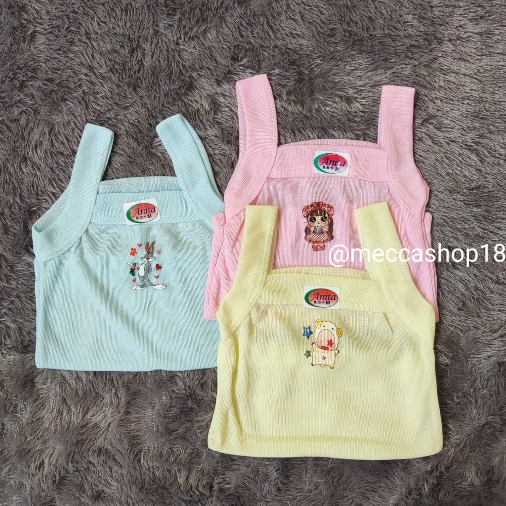 Singlet Kaos Dalam Anak Perempuan ENJI 0-6 Tahun Motif Sablon Murah Lembut