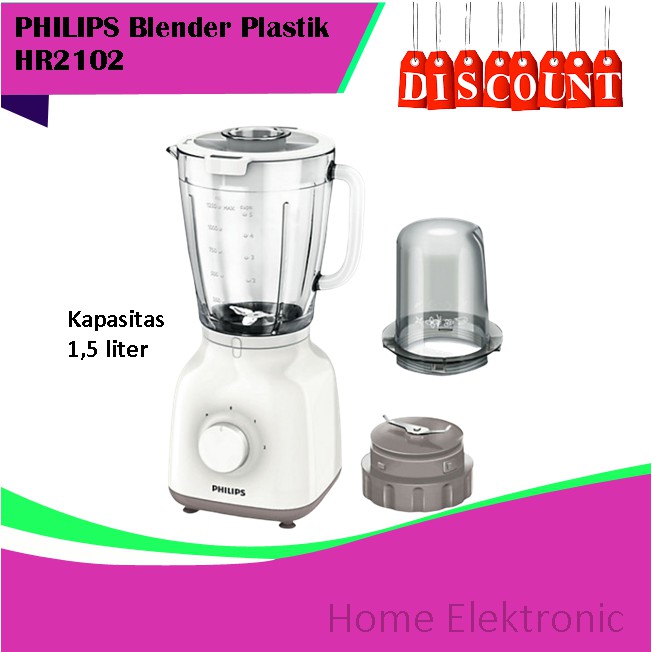 Blender PHILIPS Belender Plastik 1.5 Liter - HR2102 / HR-2102 / HR 2102 FREE BUBLEWRAP