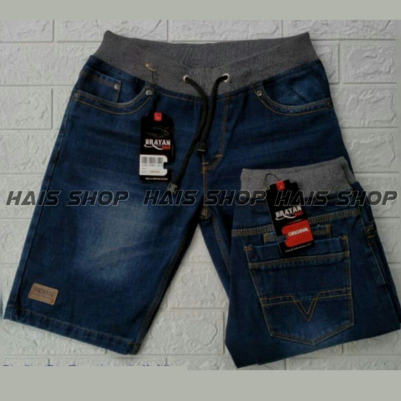 CELANA RIP JEANS PENDEK_CELANA JEANS PENDEK PINGGANG KARET_CELANA RIP JEANS PENDEK MELAR_BISA BAYAR DI TEMPAT_Hais Shop