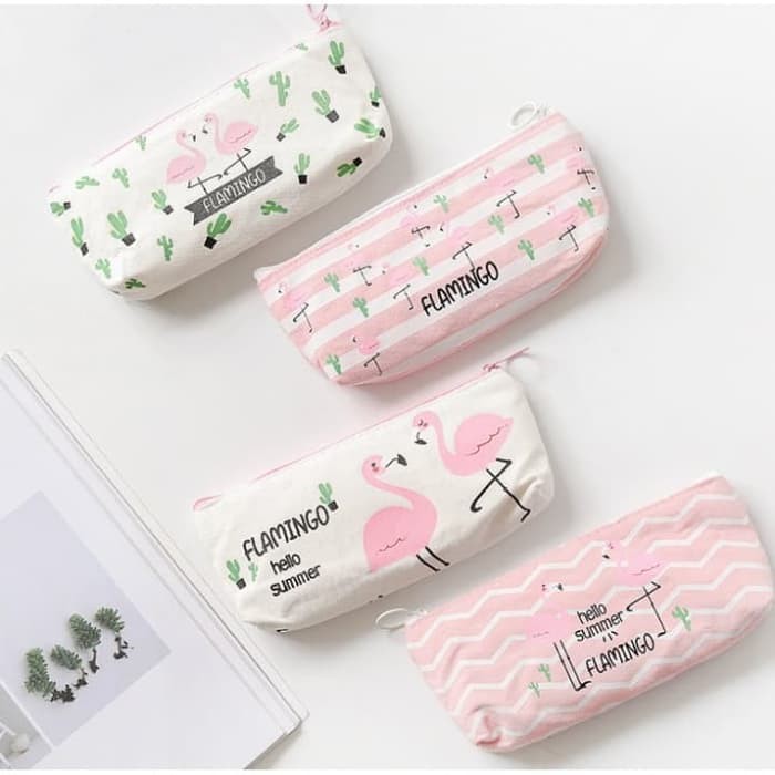 

Tempat pensil moyif flaminggo lucu / kotak pensil lucu bahan kanvas Lucu