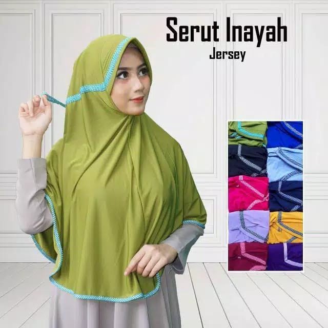 Jilbab Serut Inayah jersey - serut kotak Murah Realpict BEST SELLER