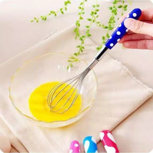 Promo!!!Kocokan telur manual whisker egg stainless steel polkadot murah