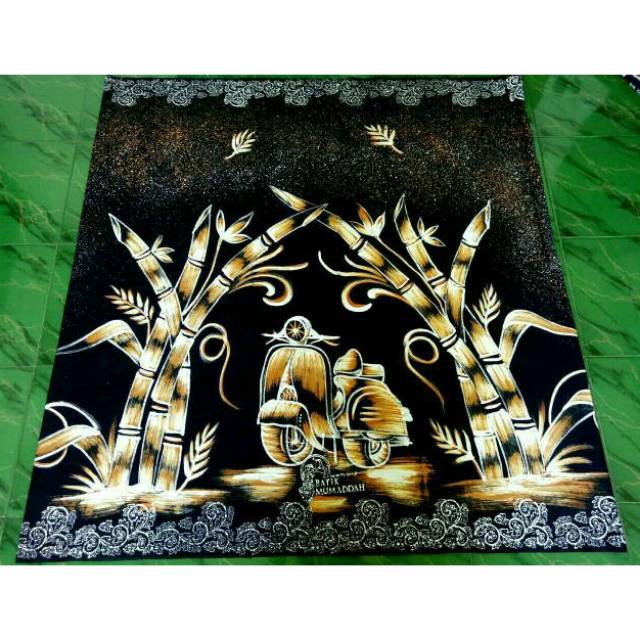 

SARUNG LUKIS BATIK LUKIS MOTIV VESPA BAMBU NKRI 1