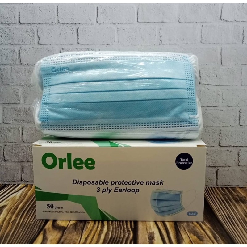 Masker 3ply earloop / 3 ply cantol Polos 1box isi 50pcs