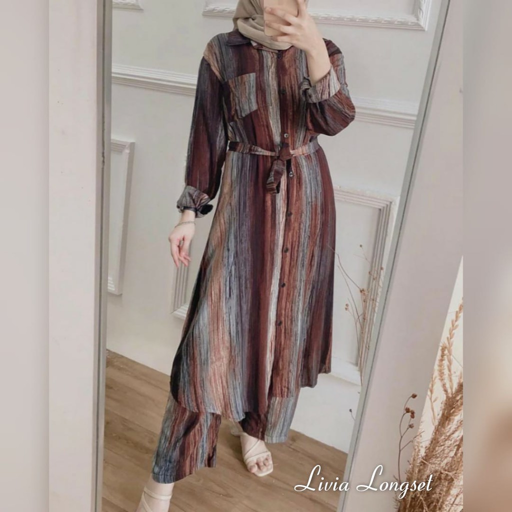 Livia long set bahan rayon allsize