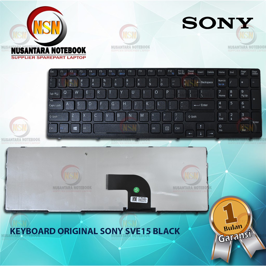 Keyboard Original Laptop Sony Vaio SVE15 SVE-15 Series Black