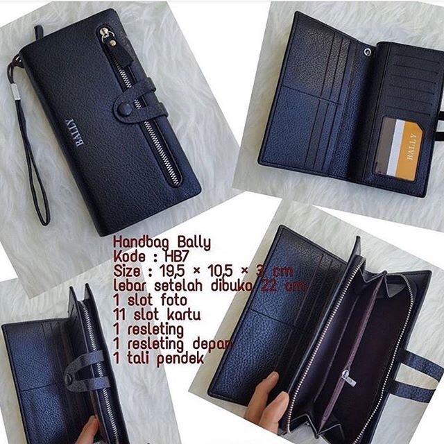 Handbag Bally hitam import clutch dompet panjang cowok cewek dompet pria wanita
