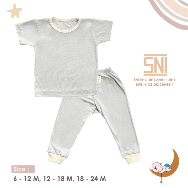 SNI S M L MOONS Stelan Oblong Campur  POLOS Moons/ Baju Oblong Campur , setelan piyama anak PENDEK BAJU