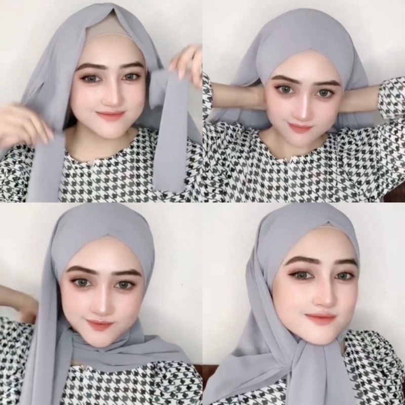 Helen_shop86 Segi Tiga Instan Malay  Hijab Sagiempat Melayu  2 Layer  Jilbab Instant Ceruty Babydoll  Kerudung Instant Tali