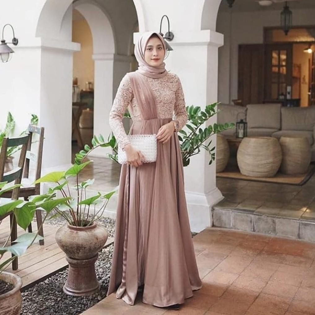 Dress Muslim Brukat Baju Gamis Muslim Syari Stevia Terlaris