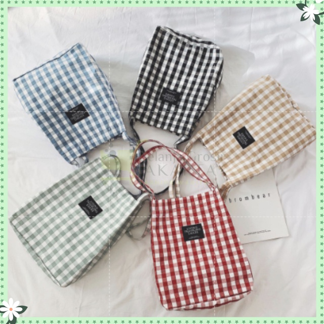 Tas Wanita Import Tote Bag Kotak | Tas Wanita Tote Bag Motif Kotak