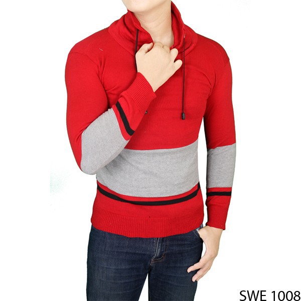 Sweater Harajuku Pria Trendy Merah Rajut – SWE 1008