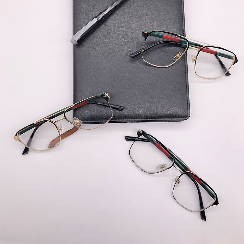 (YUZHU) Vintage Fashion Metal Frame Eyeglasses Aviator Eyeglasses Untuk Pria Oversized Square Kacamata Anti Radiasi Untuk Laki-Laki