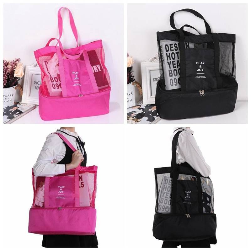 mesh beach bag with zipper