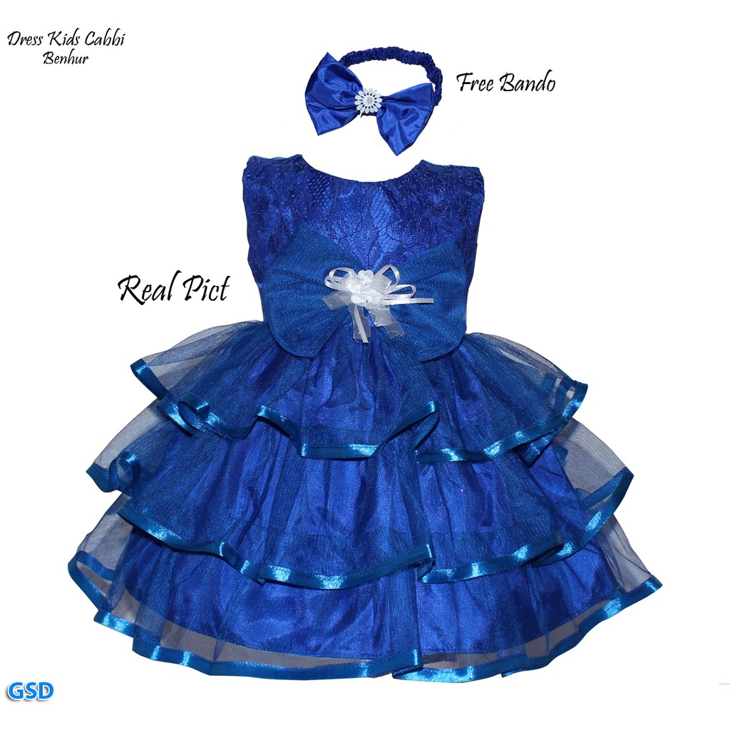 Dress Kids Cabbi/ Free Bando Gaun Pesta Anak Bayi Umur 9 - 12 Bulan/ Baju Anak Bayi Best Seller !!!