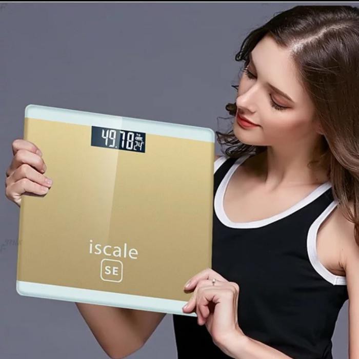 TIMBANGAN BADAN DIGITAL INDIKATOR ISCALE SE KACA ELEKTRIK - GOLD 