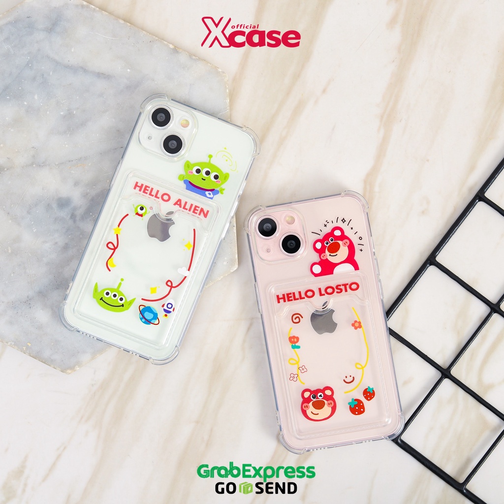 Soft Case Clear Red Bear &amp; Green Alien Pocket Full Lens Cover iPhone 7 8 SE 7+ 8+ X XR XS 11 12 13 MINI PRO MAX