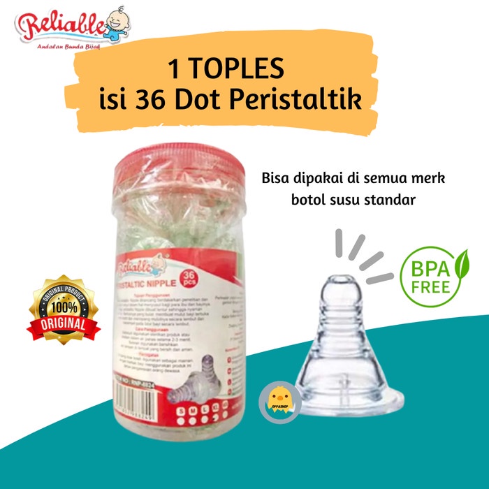 36 pcs - Reliable Dot Dodot Bayi Nipple Peristaltik Botol Susu Bayi