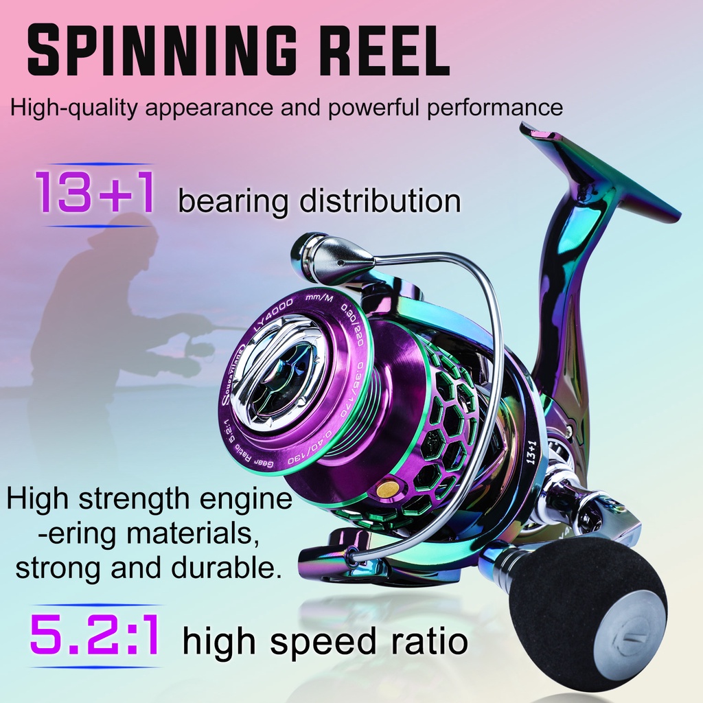 Pancing Set 1.8m 2.1m Joran Pancing And 1000 2000 3000 4000 Reel Pancing Pancing Combo 13+1BB 5.1:1 Gear Ratio Max Drag 12kg Fishing combo