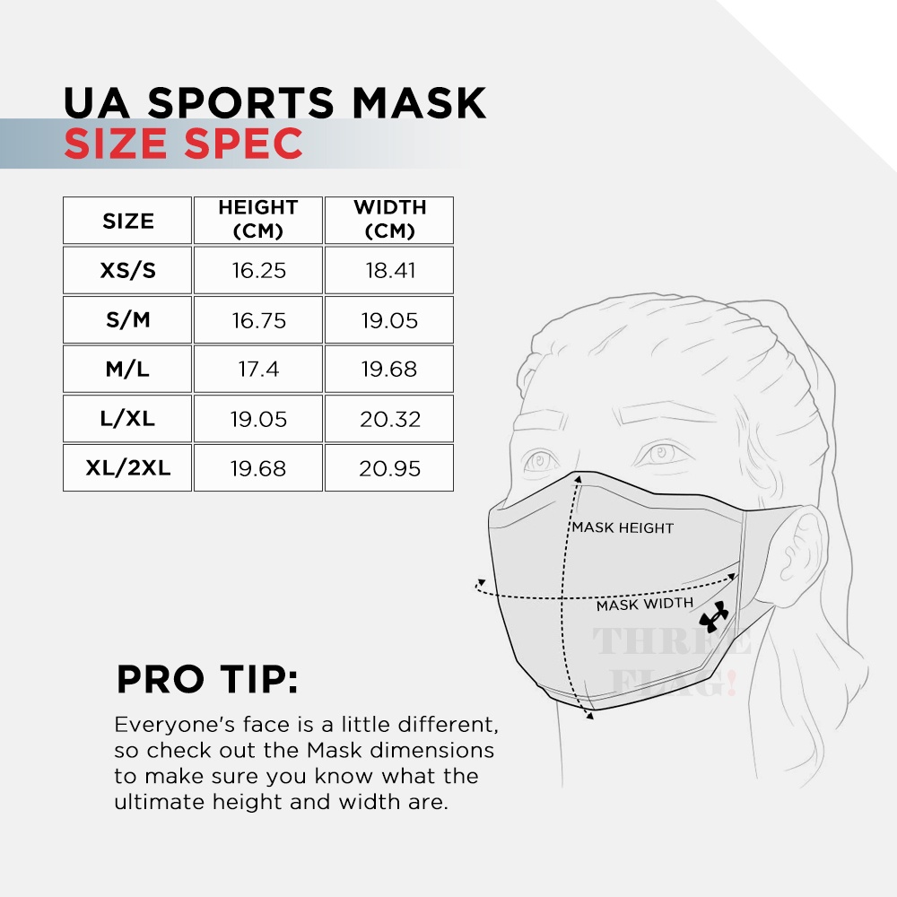 [Ready stok]  Under Armour UA Sports Facial Mask Black - S/M / M/L