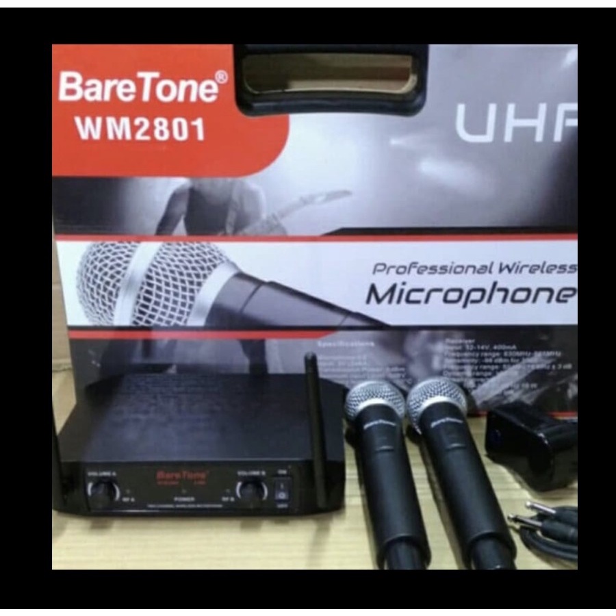 Mic Wireless BARE TONE Double Mic WM-2801 Mic Baretone WM 2801 WM2801