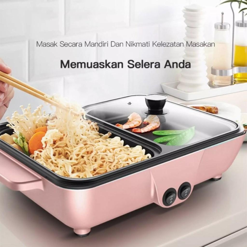 MILIKI SEGERA!!Multifungsi Elektrik Shabu Dan Panggang Grill Pan Dan Hotpot Mini Panci Elektrik