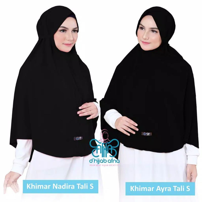 Khimar Arya / Nadira Jetblack Tali Size S M L XL Kerudung Jumbo Jilbab Hitam Hijab Syari by Afna