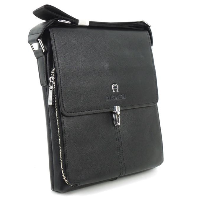 607J Tas Kulit Pria Slimbag Bodybag Import Branded - Aigner Tuss Black Top