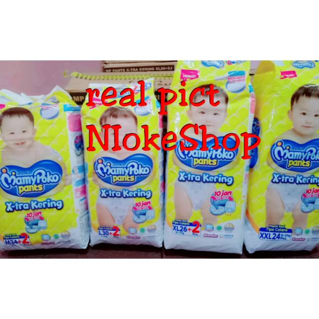 Mamypoko murah mamy poko xtra kering M34 L30 free2 Pampers celana murah