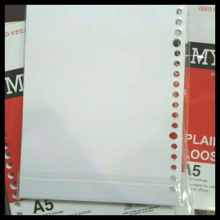 

Kertas Loose Leaf A5 50 Lembar Polos Kiky /Kertas Binder 20 Ring Plain