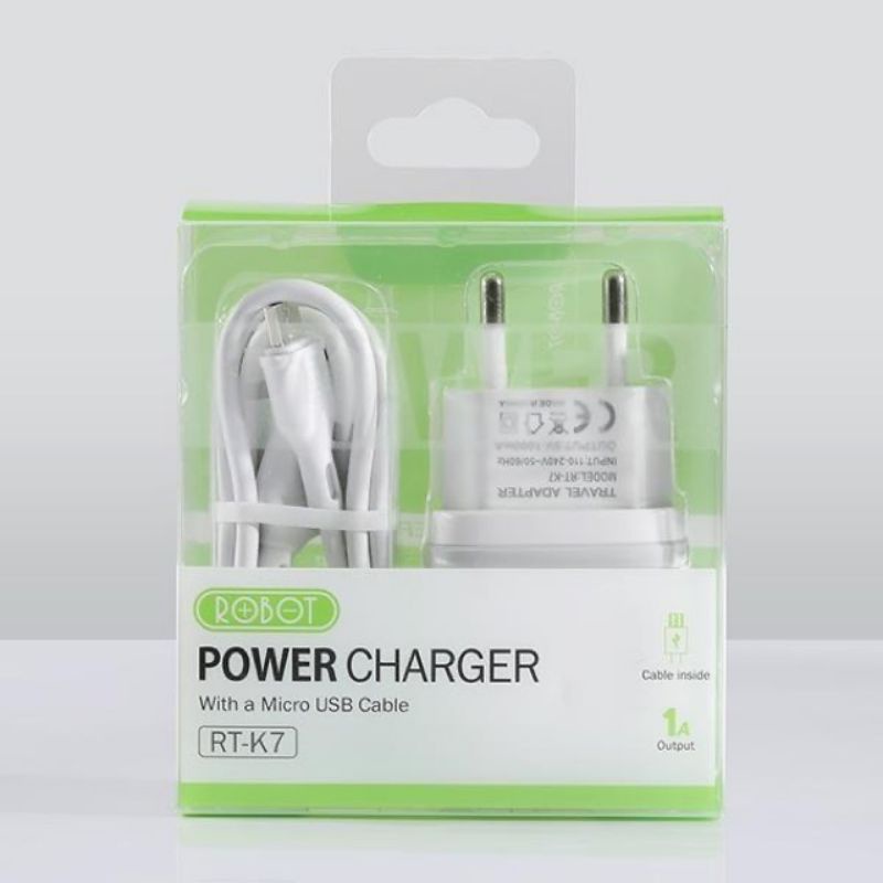 Charger Robot RT-K7 5V/1A Fireproof + Micro USB Cable