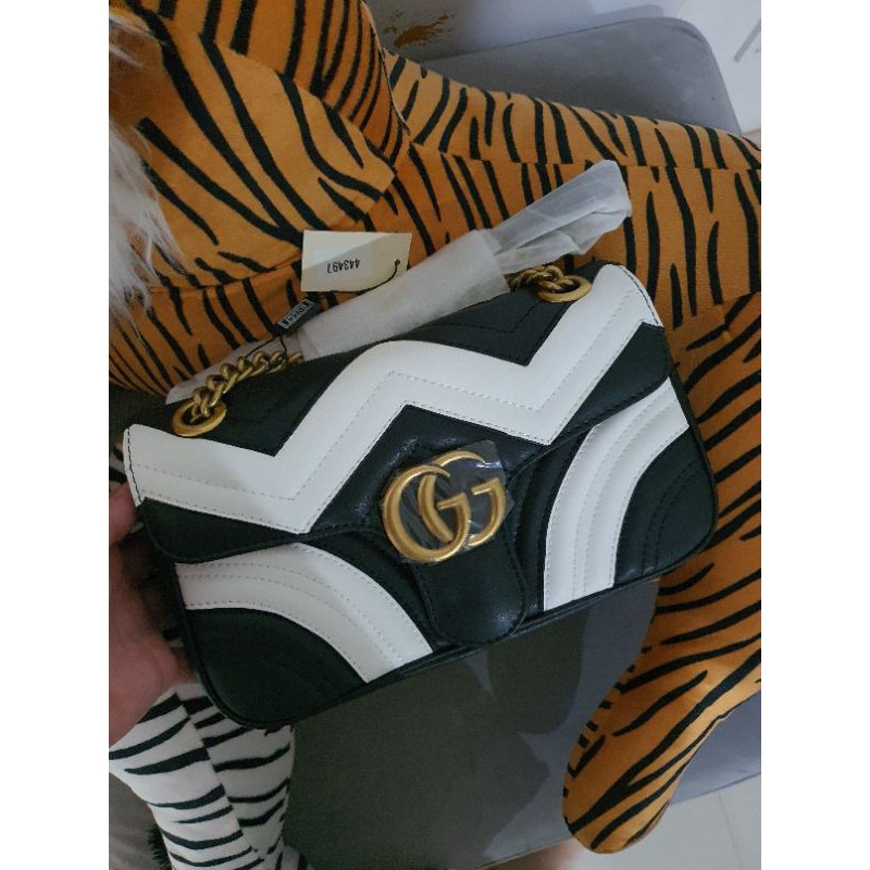 gucci marmont black and white | Shopee 