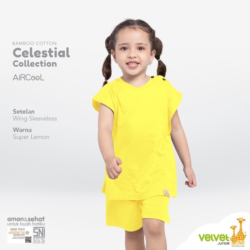 Velvet Junior Celestial colections katun bamboo/stelan  Kelelawar / Stelan kutung Sayap anak 9bln - 6th