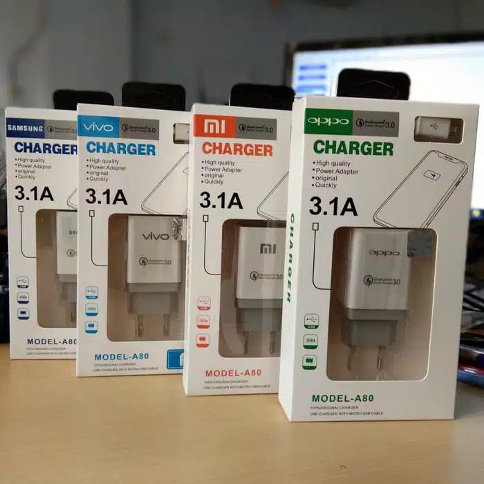 Charger/Cassan A-80 Branded Oppo/ Vivo/ Samsung/ Xiaomi