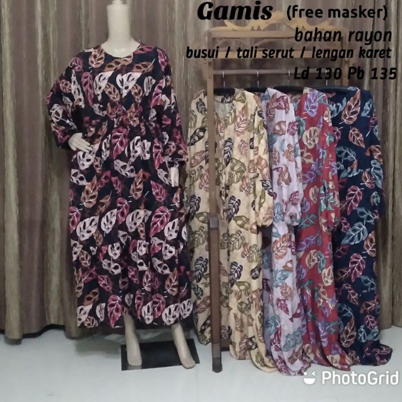 gamis motif janda bolong super jumbo + mask