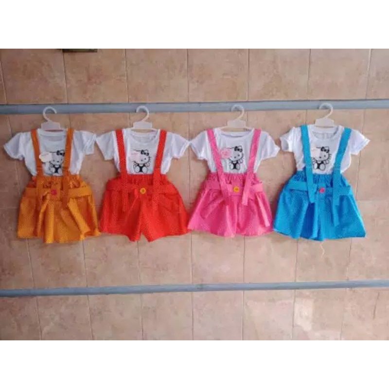 overall anak 2 3 tahun cewek celana kodokan aura dress anak ( overall celana kancing benik )