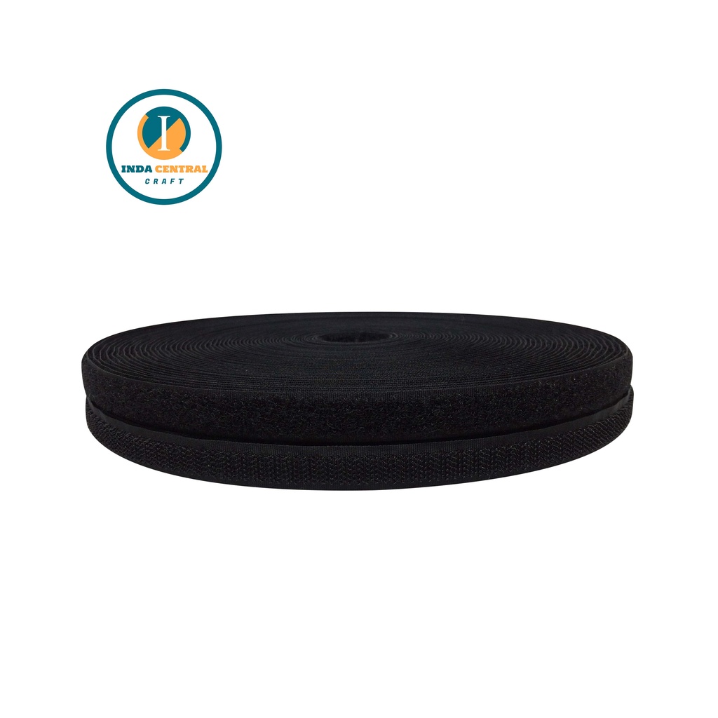 Perekat Perepet Tas Magic Tape Lebar 1.3 cm Halus Kasar Velcro Warna Hitam Per Meter