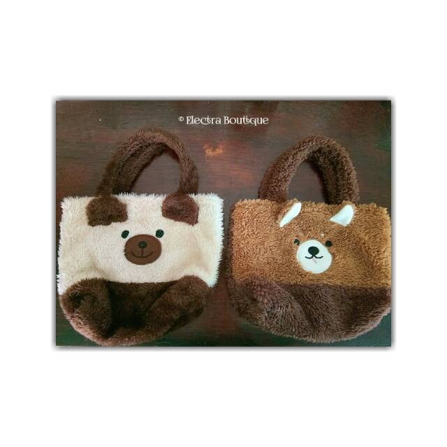 Tas Wanita / Tas Bulu Motif Bear / Tas Mini /Handle Bag