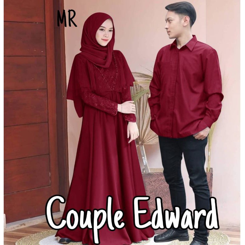 Baju Couple Pasangan Remaja Suami Istri Gamis Brokat Dress Lebaran Kekinian 2022 Bahan Moscrepe Ukur