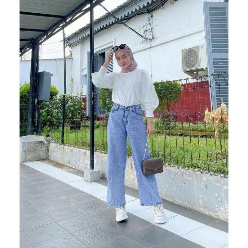 CELANA PANJANG JEANS//CELANA KULOT LIPAT//KAIN JEANS PREMIUM ORI//CELANA WANITA