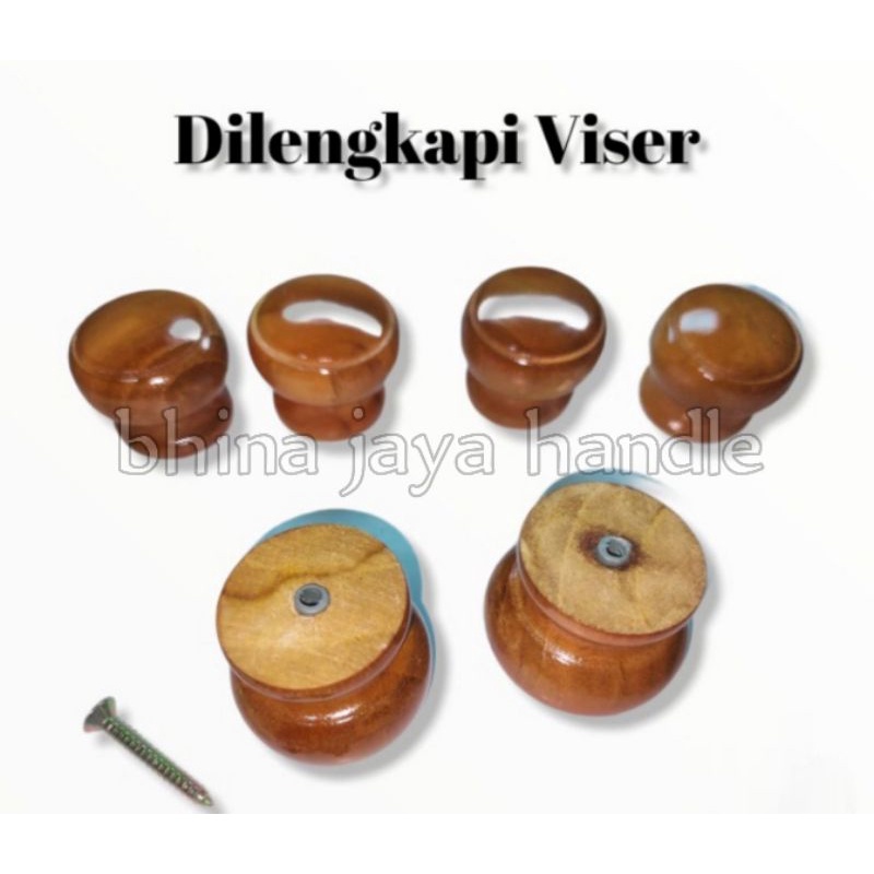 Knop tarikan laci kayu jati handle laci (tutup panci kayu jati)