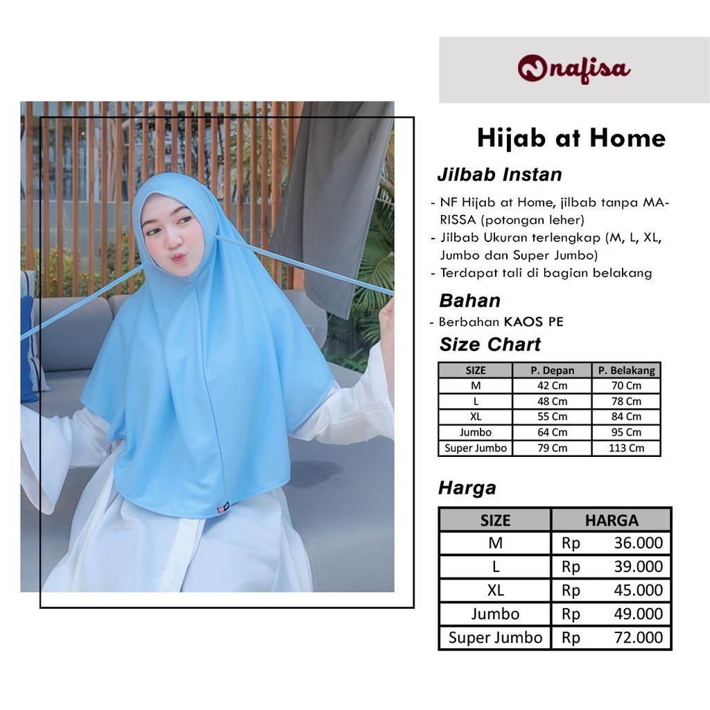 Jilbab Instan Tali - Nafisa Hijab At Home - Kerudung Kaos Non Pet Premium-4