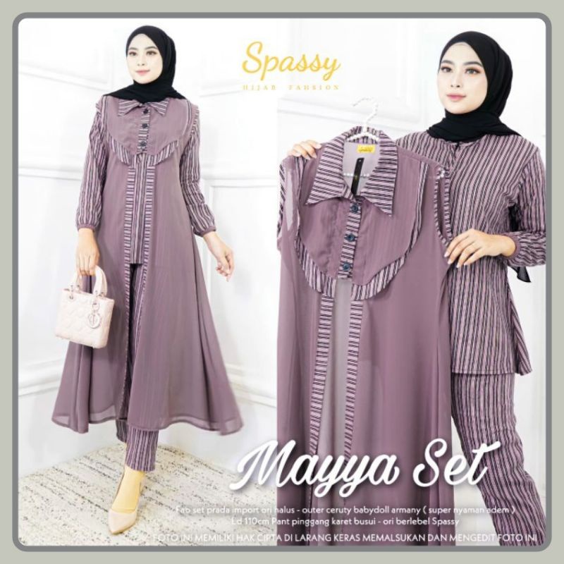 OFFICIAL STORE - MAYYA SET BY SPASSY HIJAB ORIGINAL - BAJU SPASSY TER BARU ORI - MAYYA SET SETELAN W