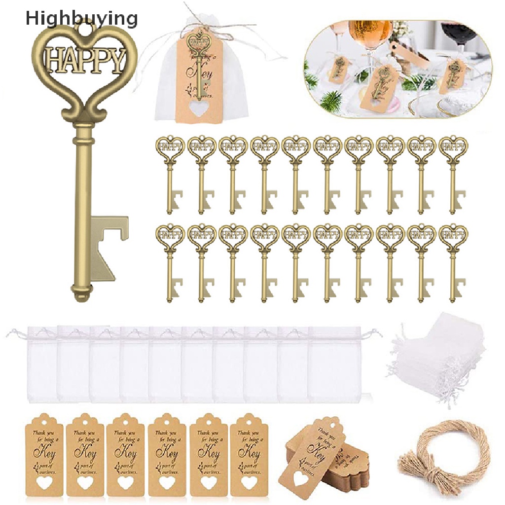 Hbid 5pcs / Set Alat Pembuka Botol Bir / Wine Bentuk Kunci Bahan Metal Gaya Retro Portabel DIY