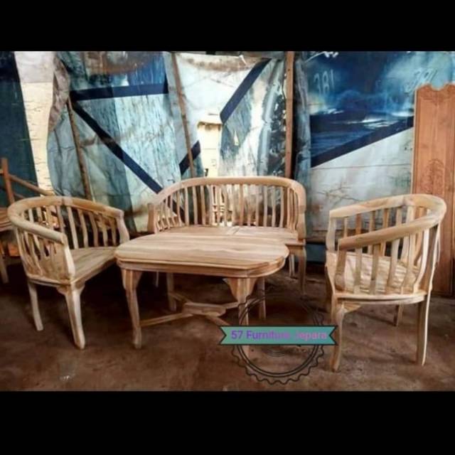 Meja Kursi Tamu Betawi / Kursi Taman /Kursi Teras Jati Mentahan