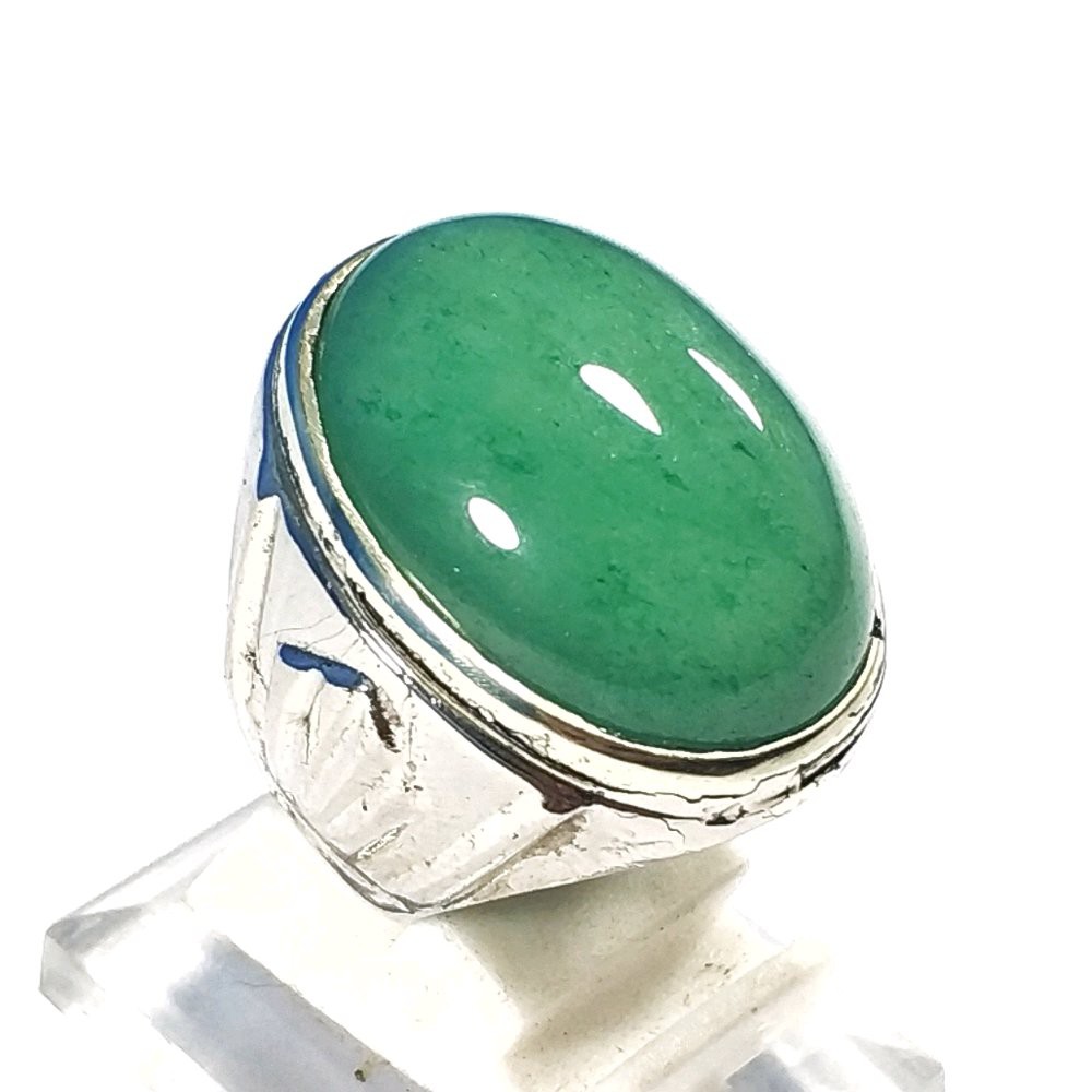 CINCIN NATURAL BATU AKIK GREEN ADVENTURINE BIG SIZE